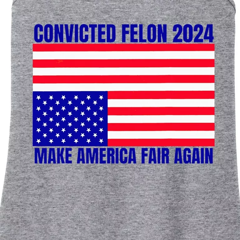 Trump 2024 Convicted Felon American Flag Ladies Essential Tank