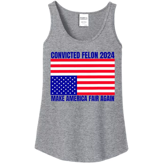 Trump 2024 Convicted Felon American Flag Ladies Essential Tank