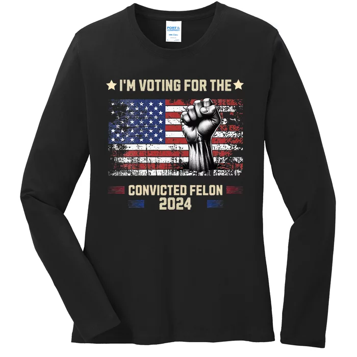 Trump 2024 Convicted Felon Ladies Long Sleeve Shirt