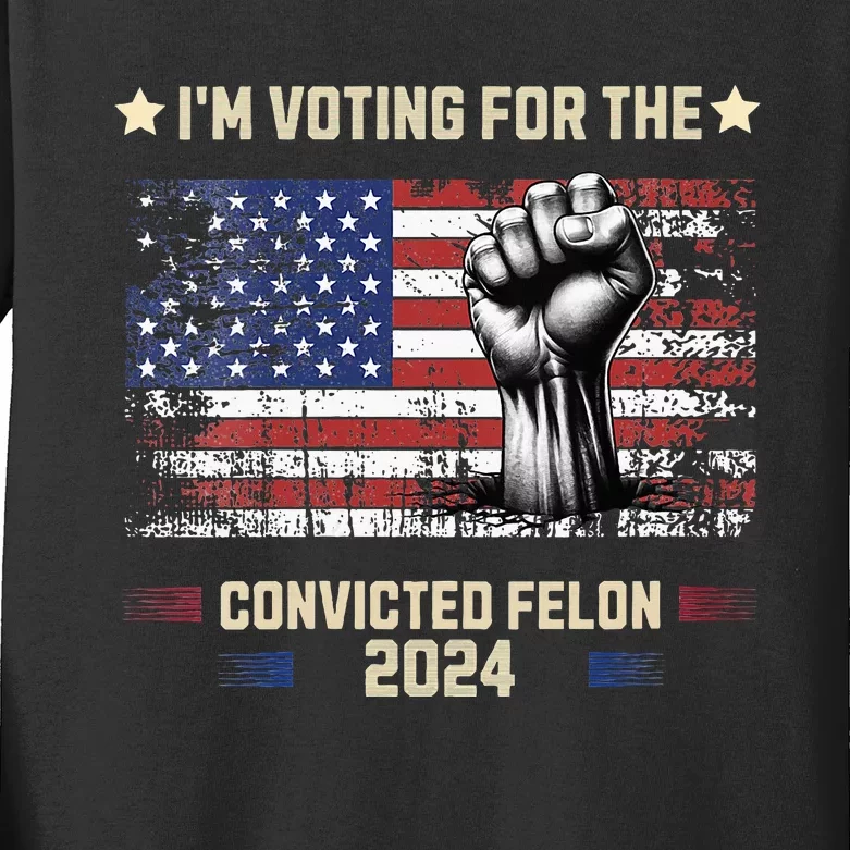 Trump 2024 Convicted Felon Kids Long Sleeve Shirt