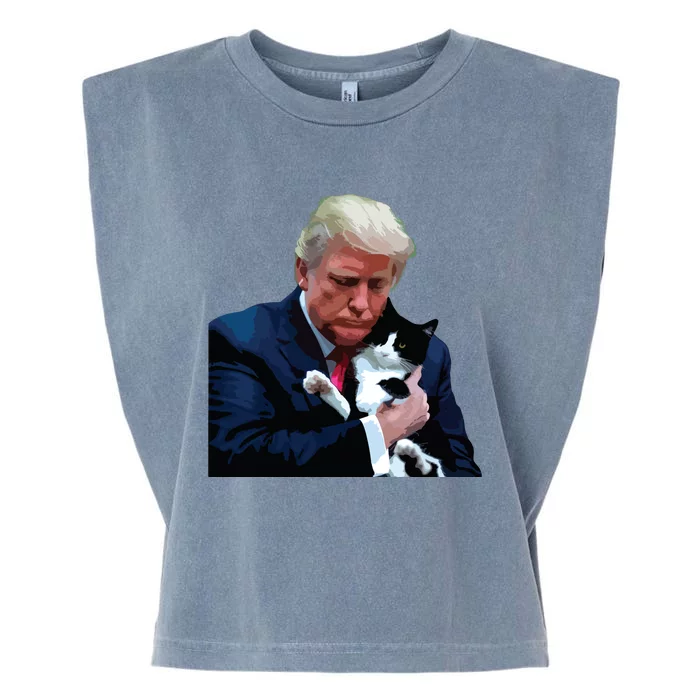 Trump 2024 Cat Maga Funny Trump Cat Garment-Dyed Women's Muscle Tee