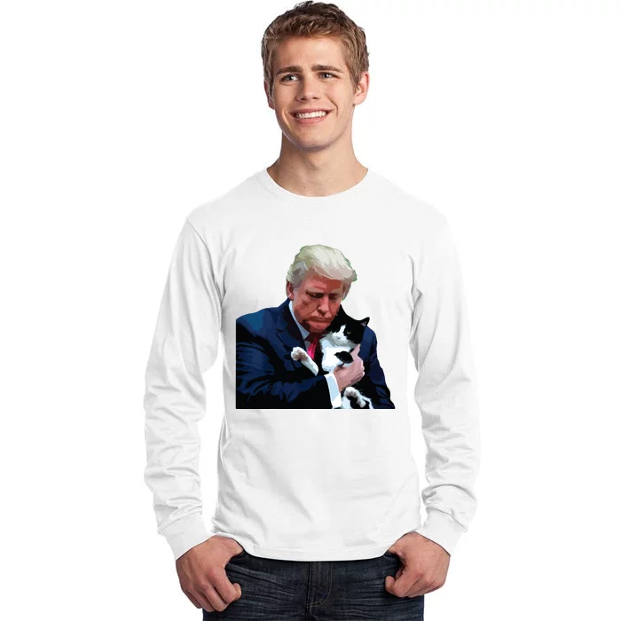 Trump 2024 Cat Maga Funny Trump Cat Tall Long Sleeve T-Shirt