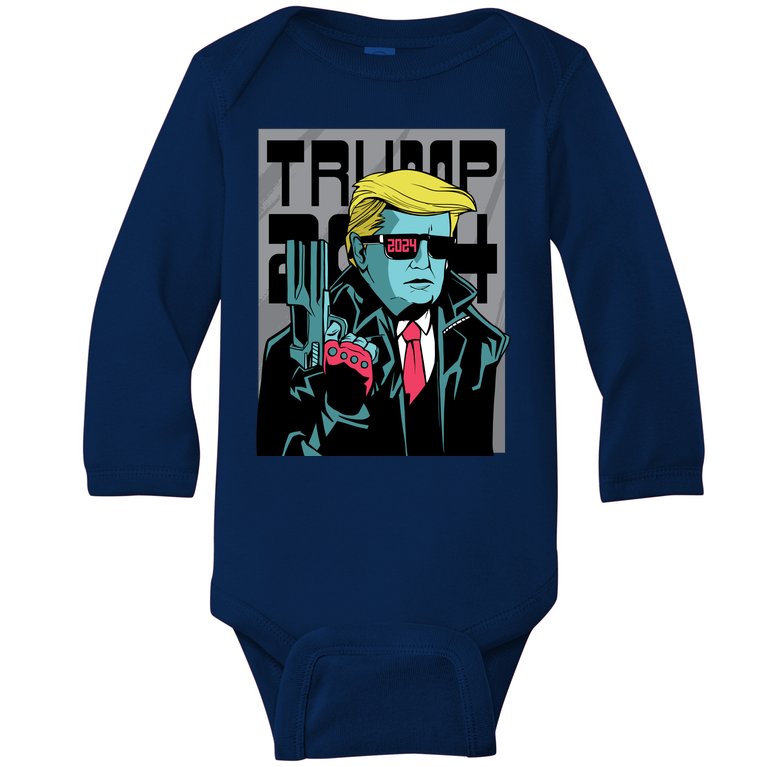 Trump 2024 Comic Cover Baby Long Sleeve Bodysuit