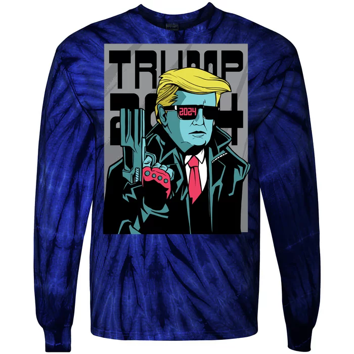 Trump 2024 Comic Cover Tie-Dye Long Sleeve Shirt