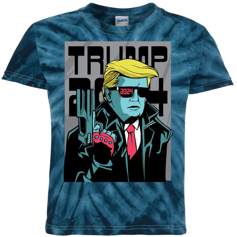 Trump 2024 Comic Cover Kids Tie-Dye T-Shirt