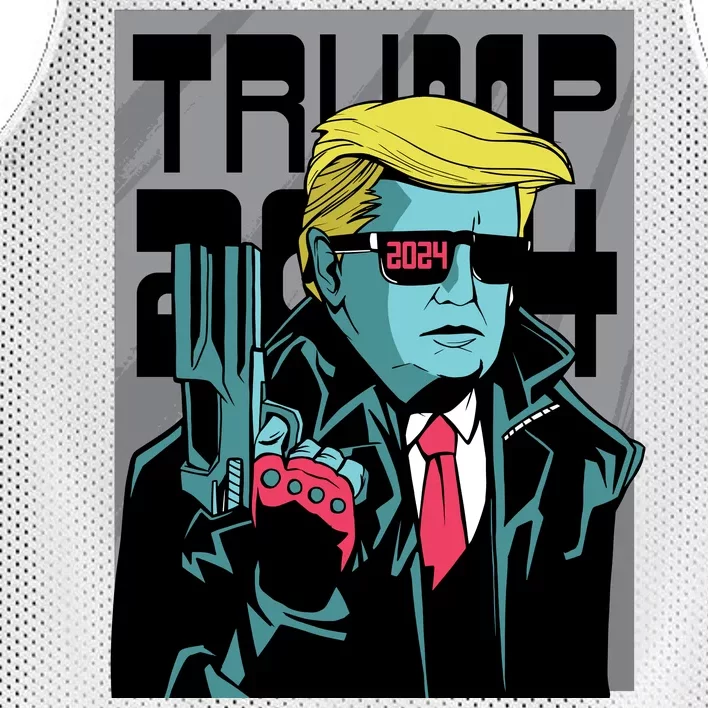 Trump 2024 Comic Cover Mesh Reversible Basketball Jersey Tank