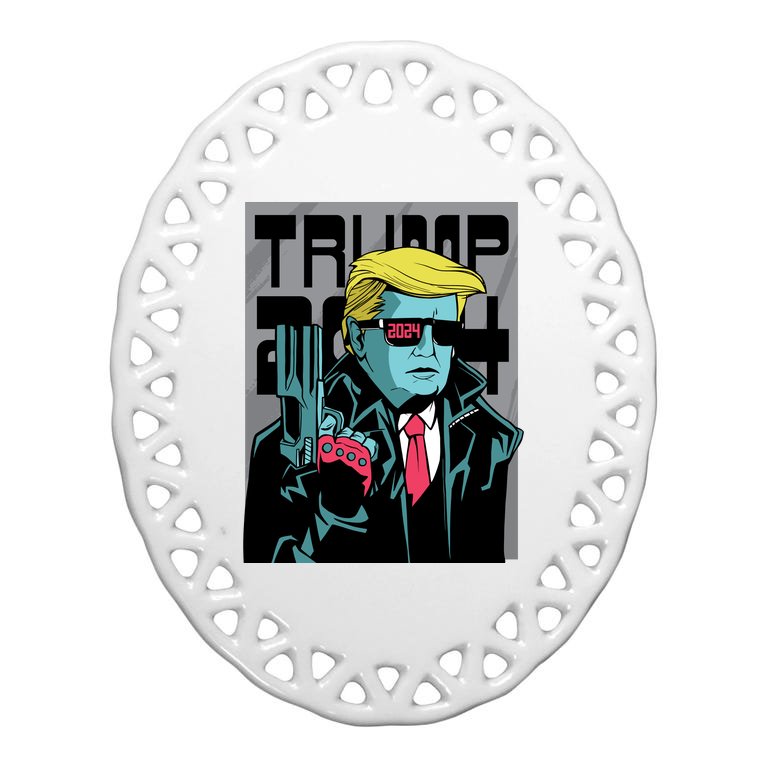 Trump 2024 Comic Cover Oval Ornament
