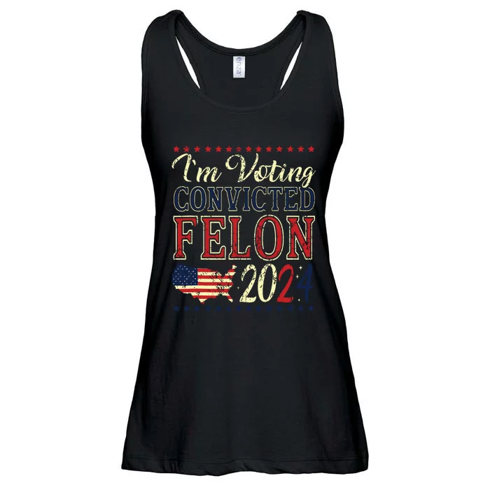 Trump 2024 Convicted Felon Im Voting Convicted Felon 2024 Ladies Essential Flowy Tank