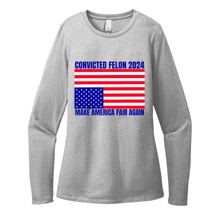 Trump 2024 Convicted Felon American Flag Womens CVC Long Sleeve Shirt