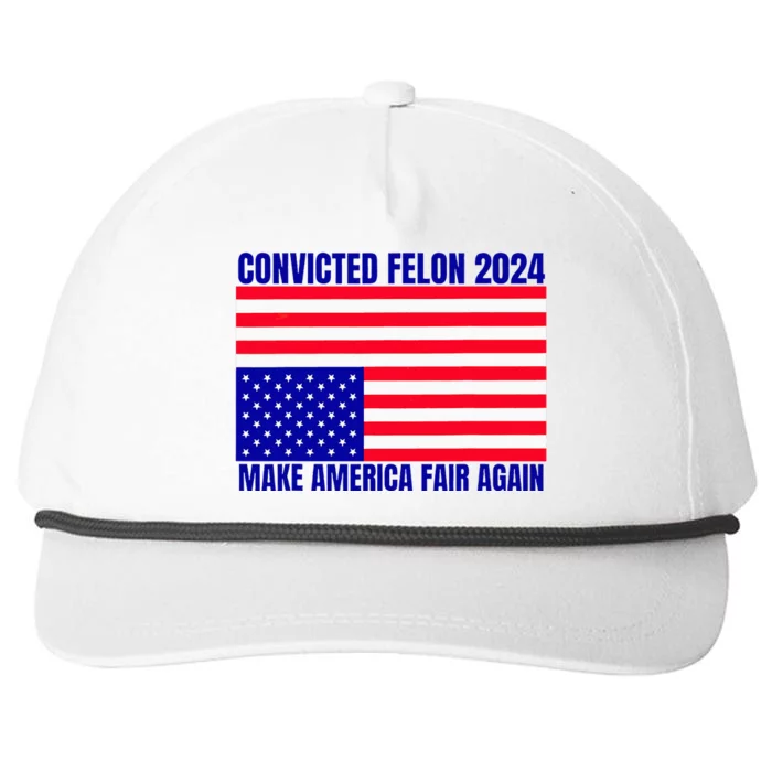 Trump 2024 Convicted Felon American Flag Snapback Five-Panel Rope Hat