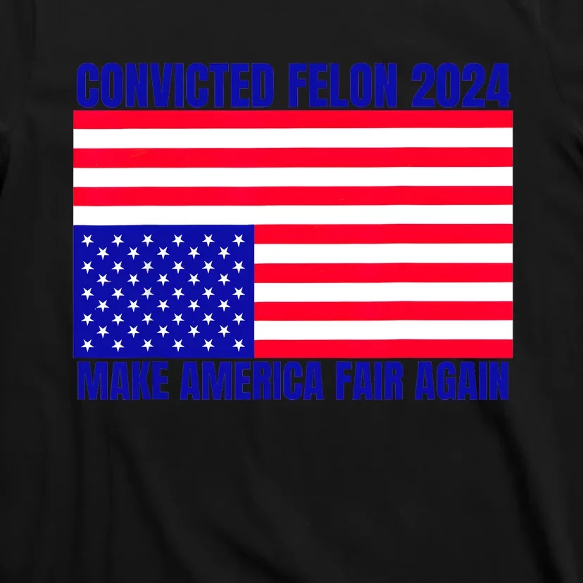 Trump 2024 Convicted Felon American Flag Distress T-Shirt