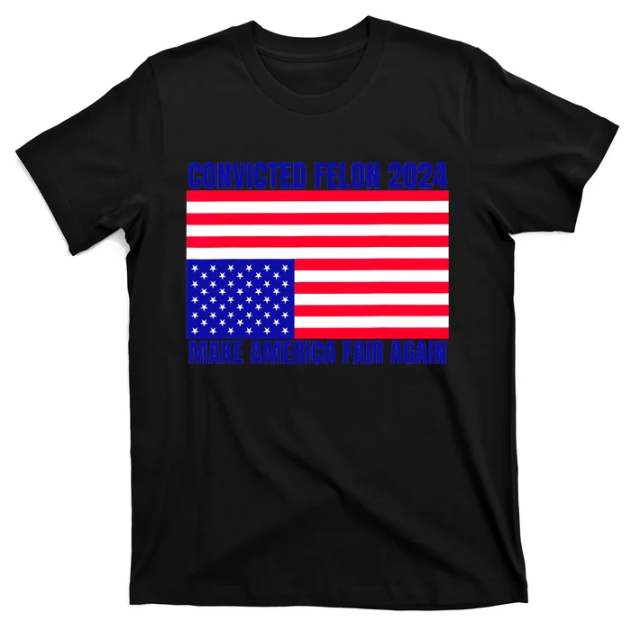 Trump 2024 Convicted Felon American Flag Distress T-Shirt