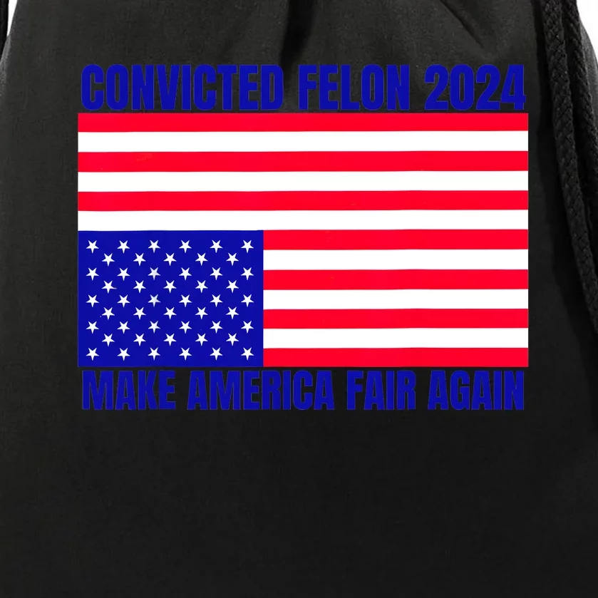 Trump 2024 Convicted Felon American Flag Distress Drawstring Bag