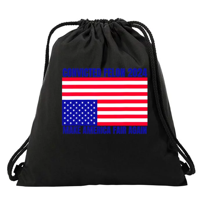 Trump 2024 Convicted Felon American Flag Distress Drawstring Bag