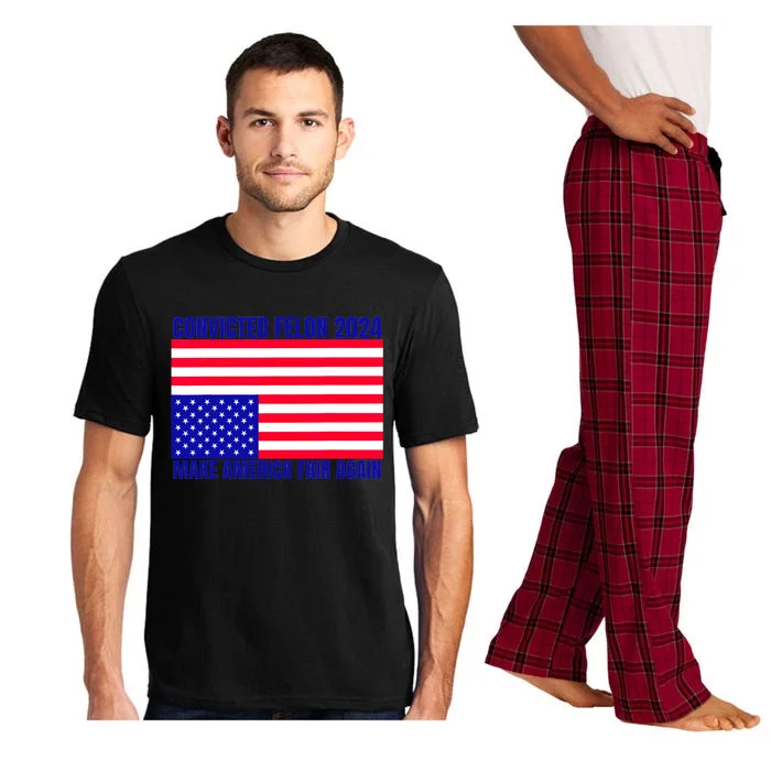 Trump 2024 Convicted Felon American Flag Distress Pajama Set