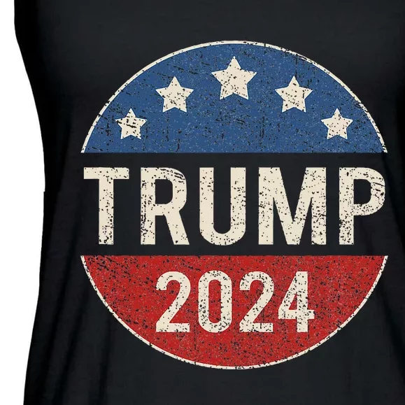 Trump 2024 Campaign Button Re Elect President Trump Ladies Essential Flowy Tank