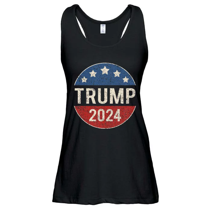 Trump 2024 Campaign Button Re Elect President Trump Ladies Essential Flowy Tank