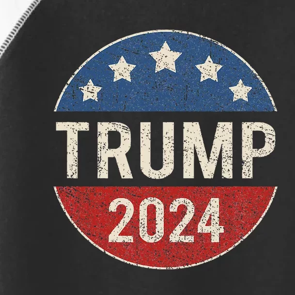 Trump 2024 Campaign Button Re Elect President Trump Toddler Fine Jersey T-Shirt