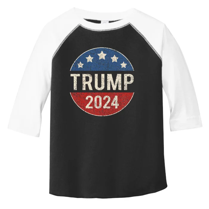 Trump 2024 Campaign Button Re Elect President Trump Toddler Fine Jersey T-Shirt