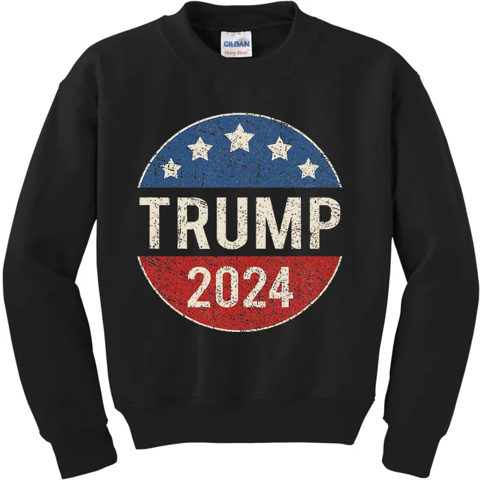 Trump 2024 Campaign Button Re Elect President Trump Kids Sweatshirt