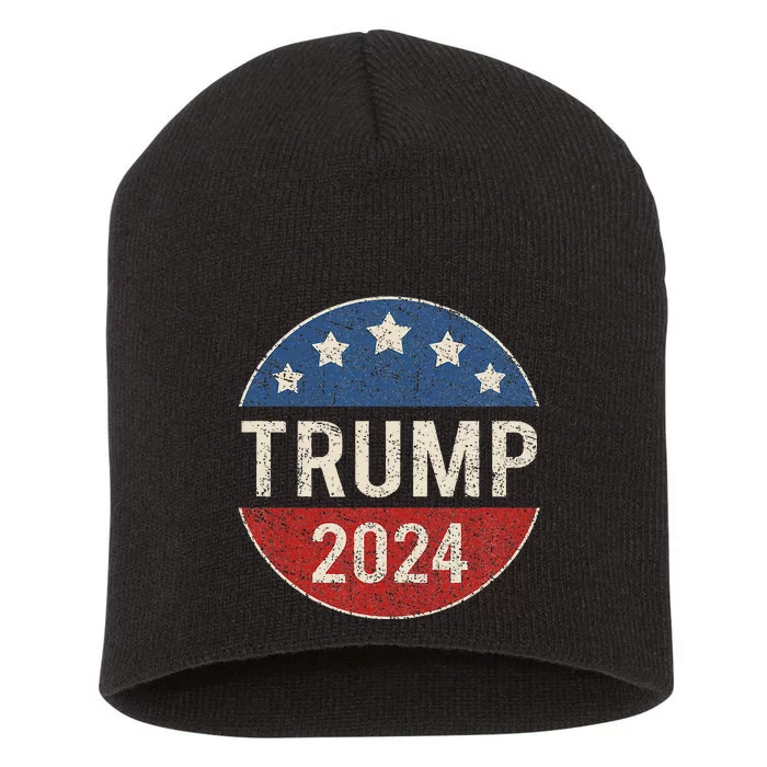 Trump 2024 Campaign Button Re Elect President Trump Short Acrylic Beanie