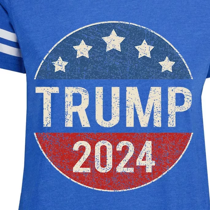 Trump 2024 Campaign Button Re Elect President Trump Enza Ladies Jersey Football T-Shirt