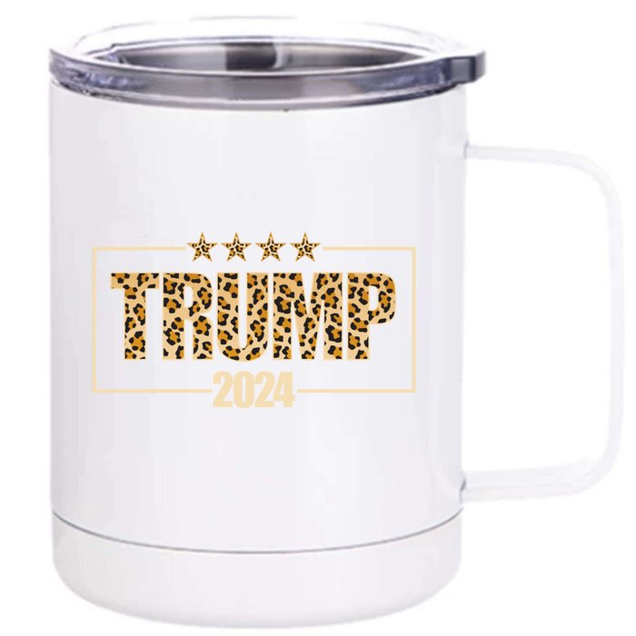 Trump 2024 Cheetah Cool Gift Front & Back 12oz Stainless Steel Tumbler Cup