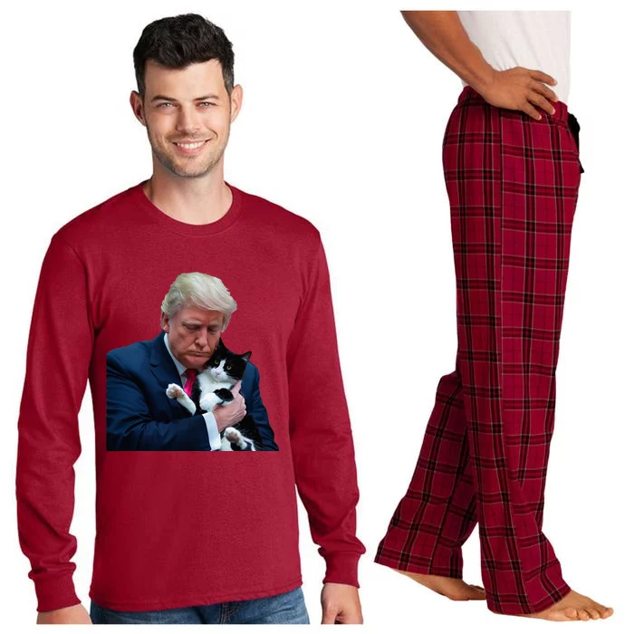 Trump 2024 Cat Maga Funny Trump Cat Long Sleeve Pajama Set