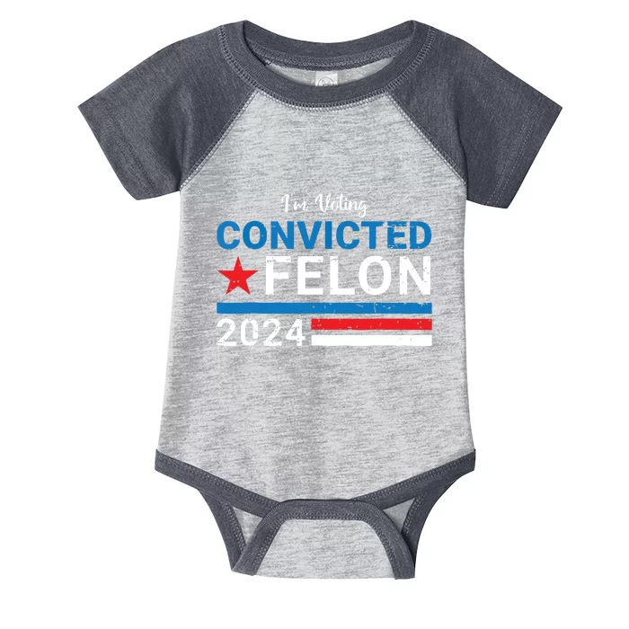 Trump 2024 Convicted Felon Im Voting Convicted Felon 2024 Infant Baby Jersey Bodysuit