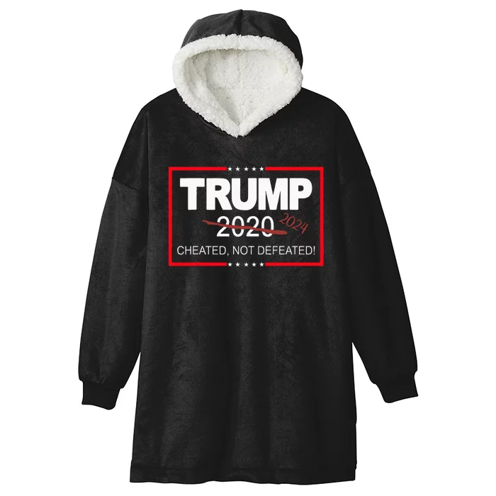 Trump 2024 Cheated Not Defeated Save And Take America Back Hooded Wearable Blanket