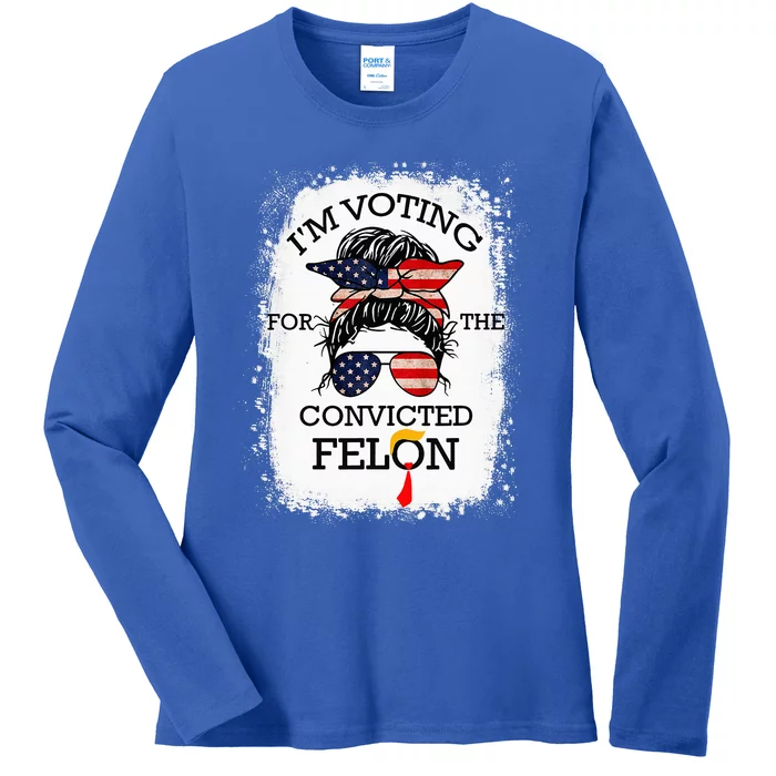 Trump 2024 Convicted Felon Ladies Long Sleeve Shirt