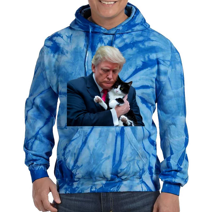 Trump 2024 Cat Maga Funny Trump Cat Tie Dye Hoodie