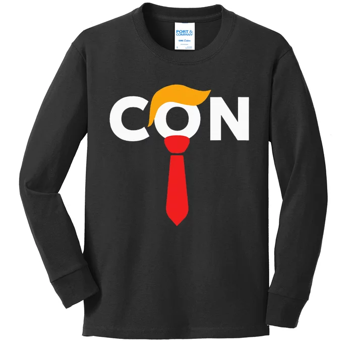 Trump 2024 Convicted Felon Don The Con Kids Long Sleeve Shirt