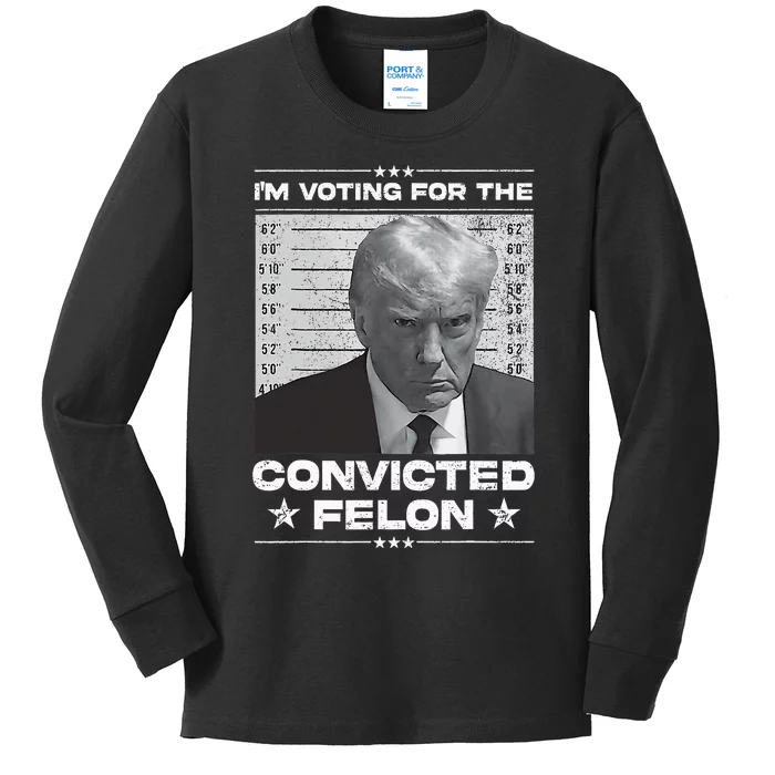 Trump 2024 Convicted Felon Kids Long Sleeve Shirt