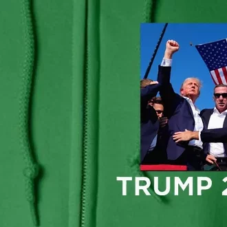 Trump 2024 Campaign Rally – Fist Pumping With American Flag Full Zip Hoodie