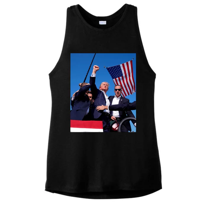 Trump 2024 Donald Trump Fist Pump Ladies Tri-Blend Wicking Tank