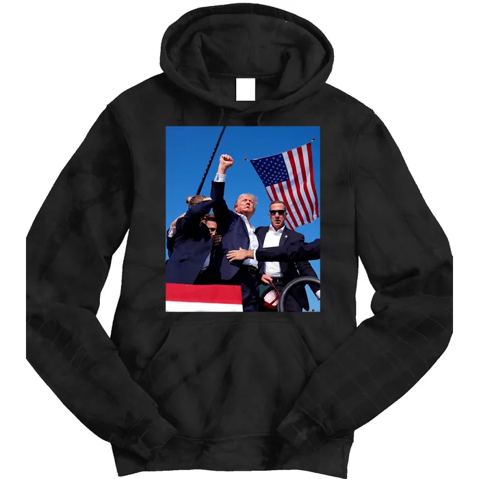 Trump 2024 Donald Trump Fist Pump Tie Dye Hoodie