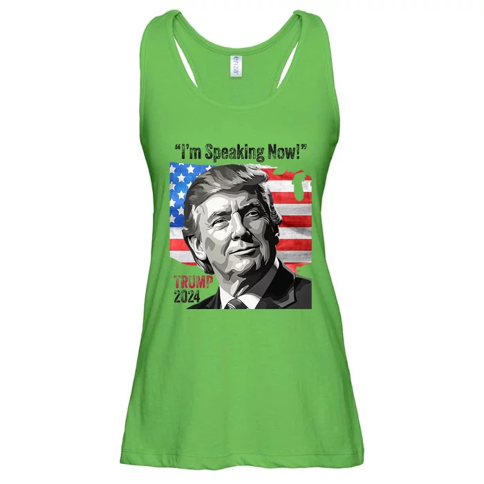 Trump 2024 Debate Quote IM Speaking Now Political Ladies Essential Flowy Tank