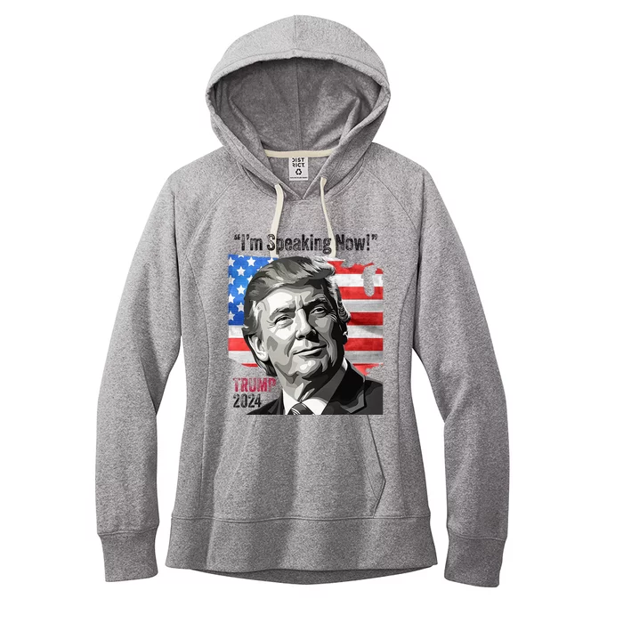 Trump 2024 Debate Quote IM Speaking Now Political Women's Fleece Hoodie