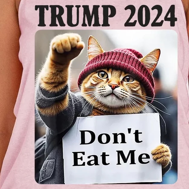 Trump 2024 Dont Eat Me Funny Cat Election Women's Knotted Racerback Tank