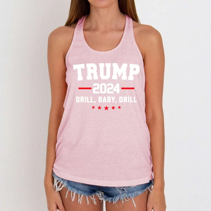 Trump 2024 Drill Baby Drill Funny Pro Trump Women's Knotted Racerback Tank