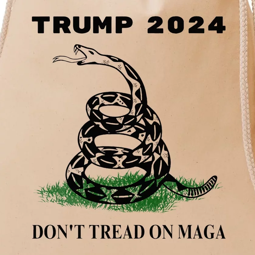 Trump 2024 DonT Tread On Maga Snake Rattlesnake On Grass.Png Drawstring Bag