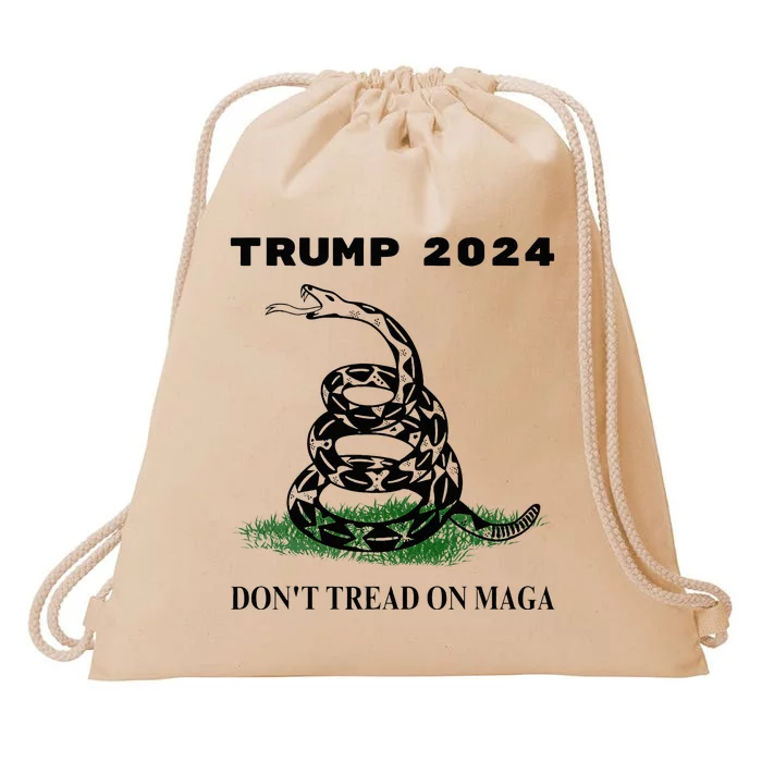 Trump 2024 DonT Tread On Maga Snake Rattlesnake On Grass.Png Drawstring Bag