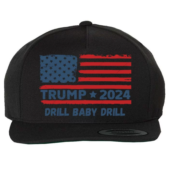 Trump 2024 Drill Drill American Eagle Pro Trump Us Flag Cool Gift Wool Snapback Cap