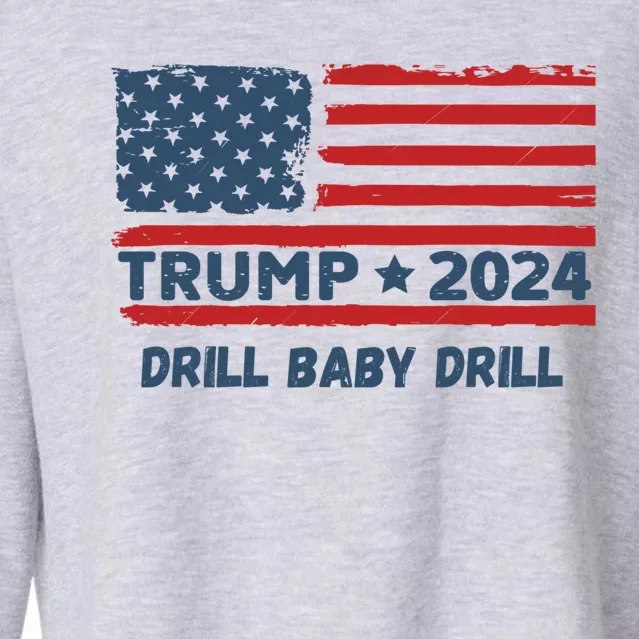 Trump 2024 Drill Drill American Eagle Pro Trump Us Flag Cool Gift Cropped Pullover Crew