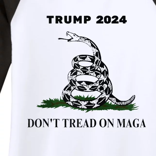 Trump 2024 DonT Tread On Maga Snake Rattlesnake Yellow Flag Women's Tri-Blend 3/4-Sleeve Raglan Shirt