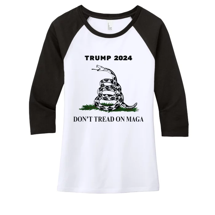 Trump 2024 DonT Tread On Maga Snake Rattlesnake Yellow Flag Women's Tri-Blend 3/4-Sleeve Raglan Shirt