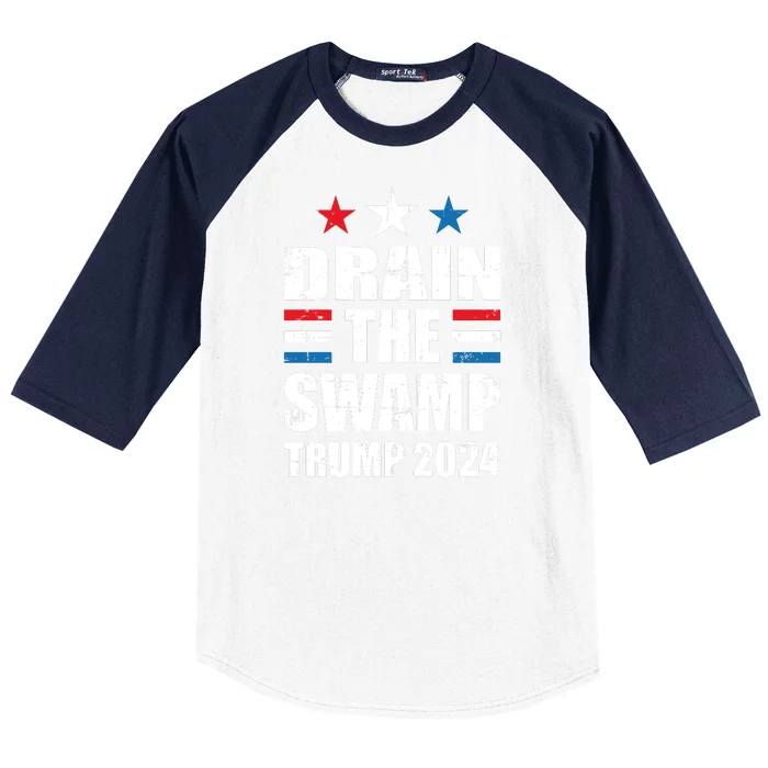 Trump 2024 | Drain The Swamp | Support Donald Trump Baseball Sleeve Shirt