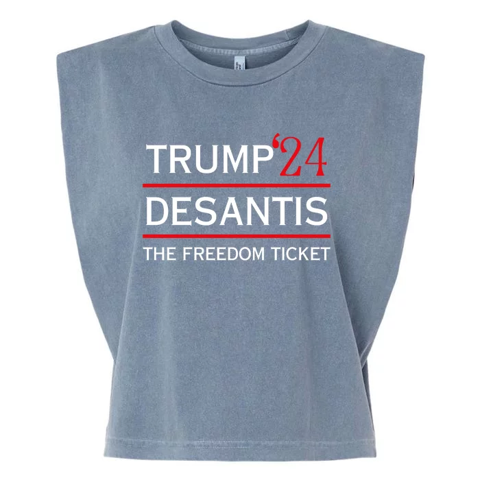 Trump 24 Desantis The Freedom Ticket Garment-Dyed Women's Muscle Tee