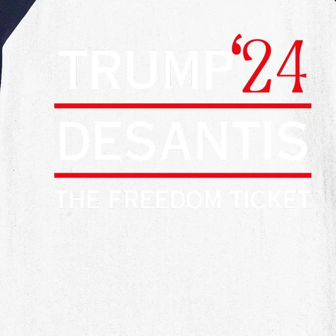 Trump 24 Desantis The Freedom Ticket Baseball Sleeve Shirt